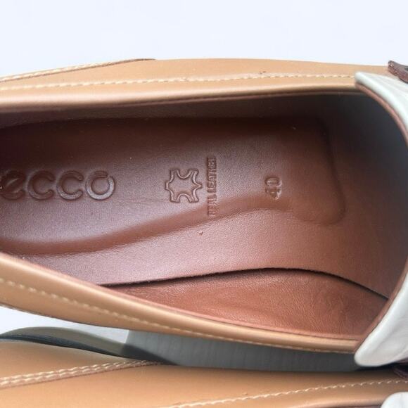 Ecco Dress Classic 15 Brown Cream Crocodile Slip on Penny Loafer Women's 40 NEW - Picture 5 of 12